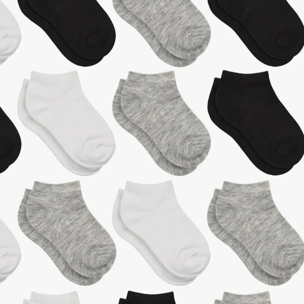 NWT Toddler 2T to 4T Black, White, Gray no show ankle socks 16 pair